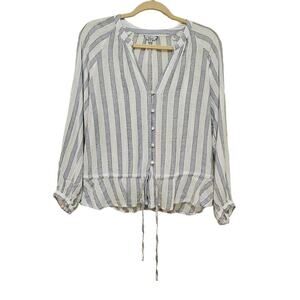 Rails Marti SzM‎ Cayman Syripe Linen blend Gauzy Blouse. White. Light blue. Cool